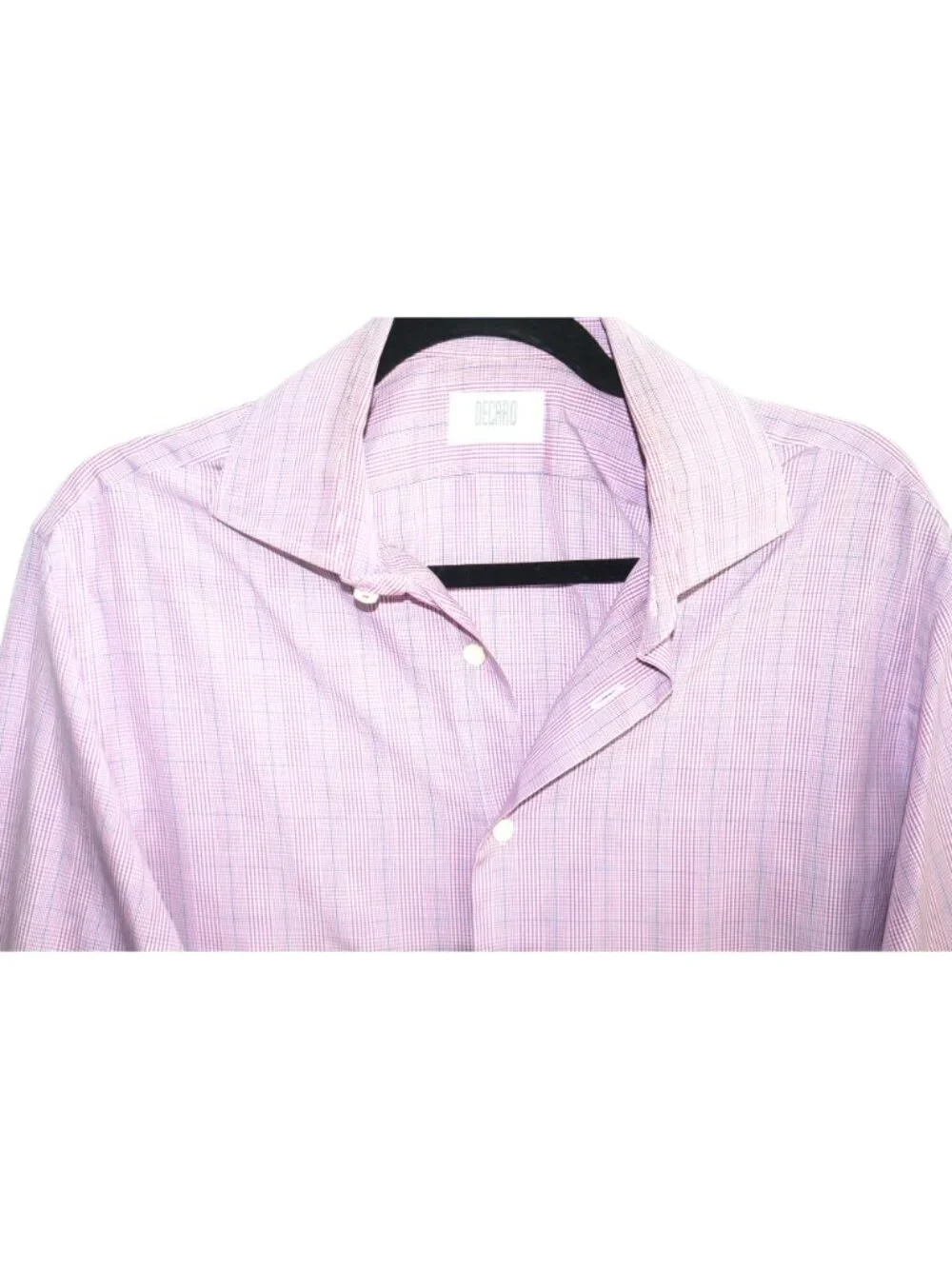 Decaro Men’s Pink Check Dress Shirt Long Sleeve Button Front Business Casual L